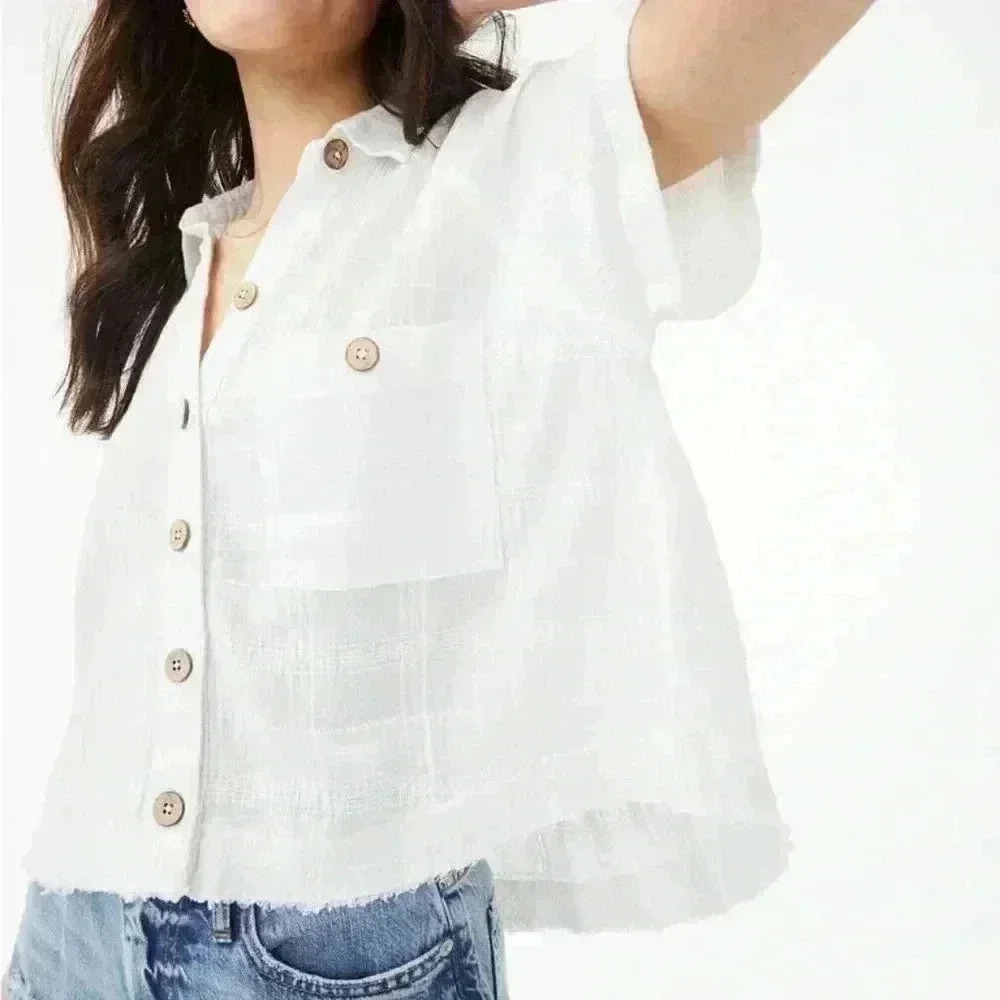 Aeropostale Button Down Tonal Plaid Camp Shirt Size M